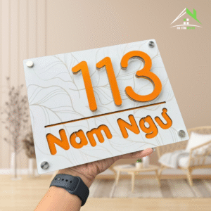 Biển Số Nhà Decor Ấn Tượng – Mẫu Nền Họa Tiết, Nội Dung Alu Vàng Hội An, Số Nổi 1cm – Mẫu Siêu Dễ Thương