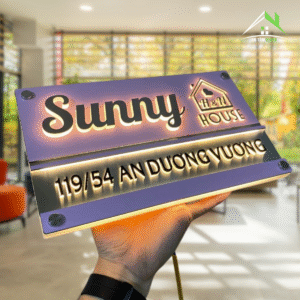 Biển Số Nhà Có Đèn LED Màu Tím Pastel – Thiết Kế Sunny House Đẹp Tinh Tế