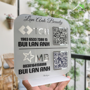 Biển QR Code Ngân Hàng MB & TCB Nền Mica Nhám – In Logo, Tên, Số Tài Khoản Theo Yêu Cầu