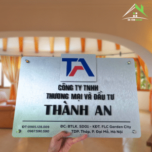 Biển Công Ty – Inox Xước Bạc Sang Trọng, Logo Nổi Thiết Kế Riêng | Biển Công Ty Ngoài Trời An Tâm Decor